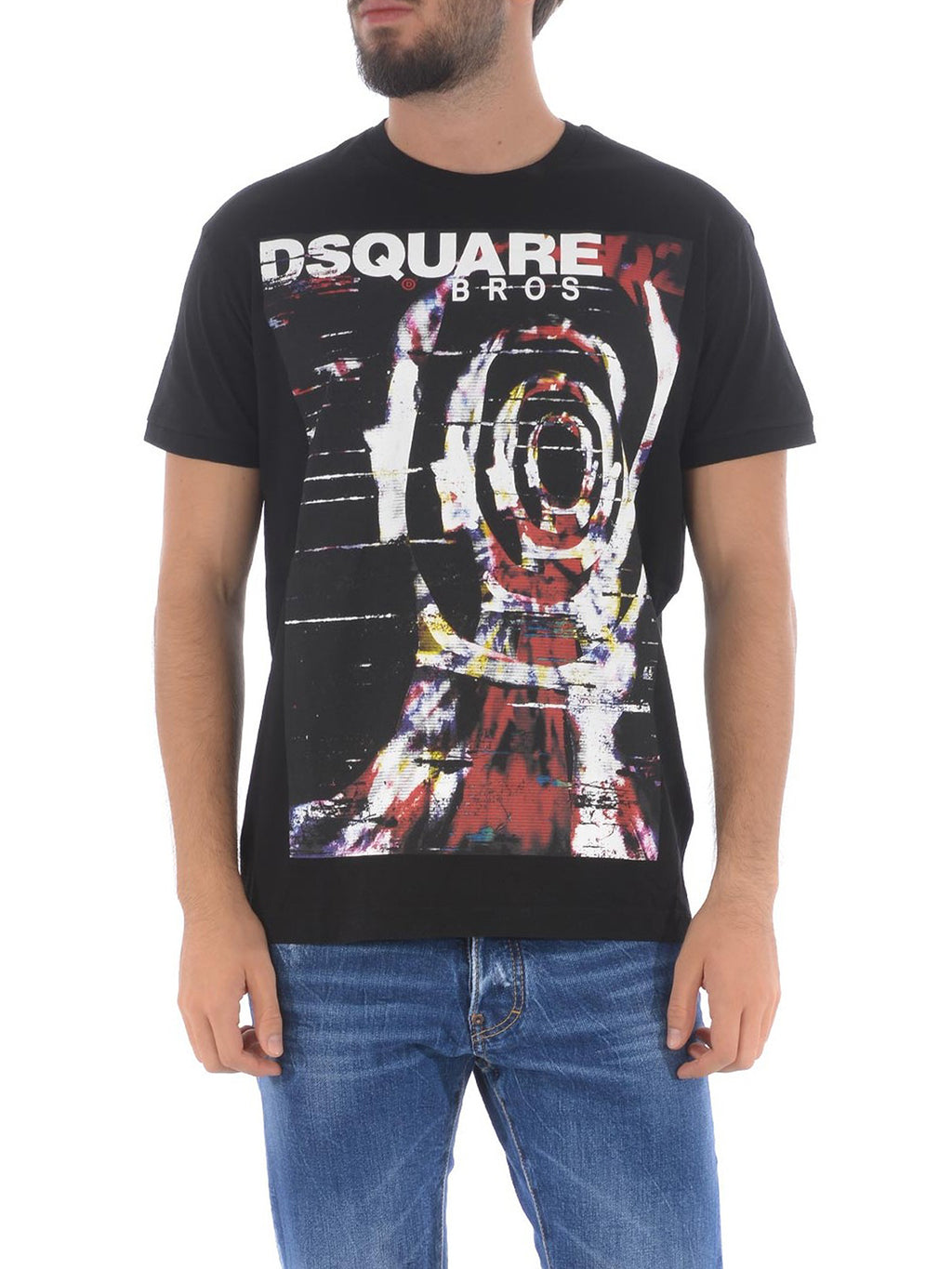 Dsquared2 Men's Black Psychedelic Bros Cotton T-Shirt Size L