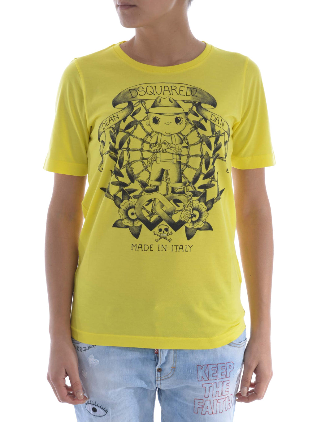 Dsquared2 Women's Dean Dan Printed Cotton T-Shirt - Yellow