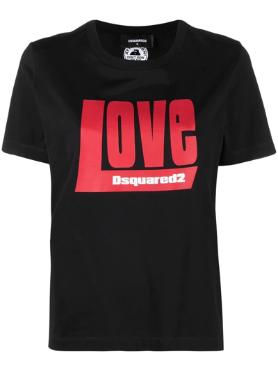 Dsquared2 Women's Black Love Logo Graphic T-Shirt