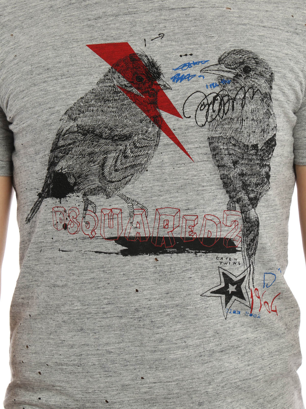 Dsquared2 Women's Distressed Birds Sketched T-Shirt