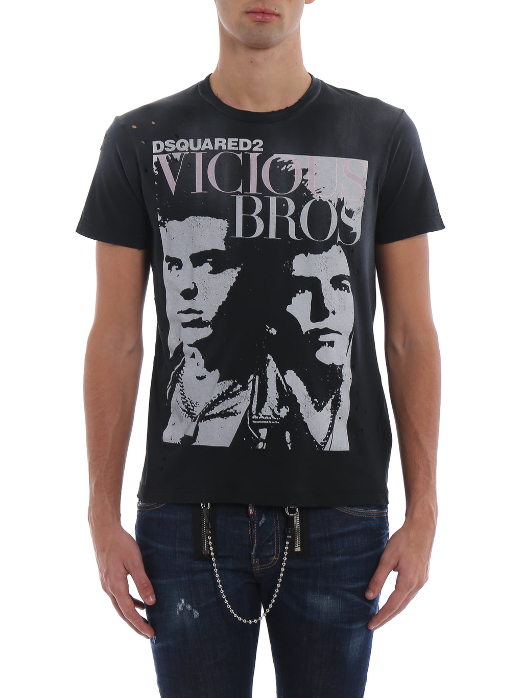 Dsquared2 Men's Black Vicious Bros Cotton T-Shirt Size XL