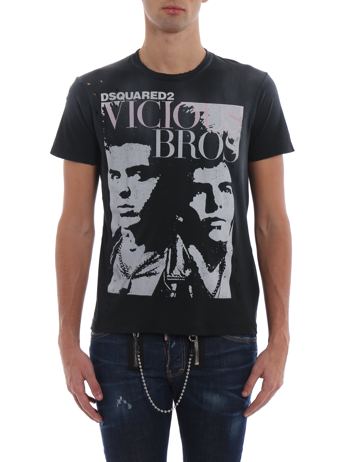 Dsquared2 Men's Black Vicious Bros Cotton T-Shirt Size XL