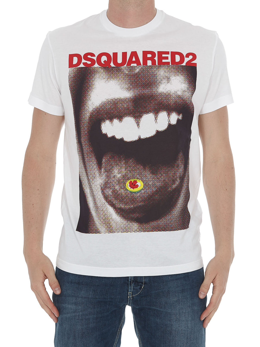 Dsquared2 Men's Mouth Print Graphic Cotton T-Shirt - White