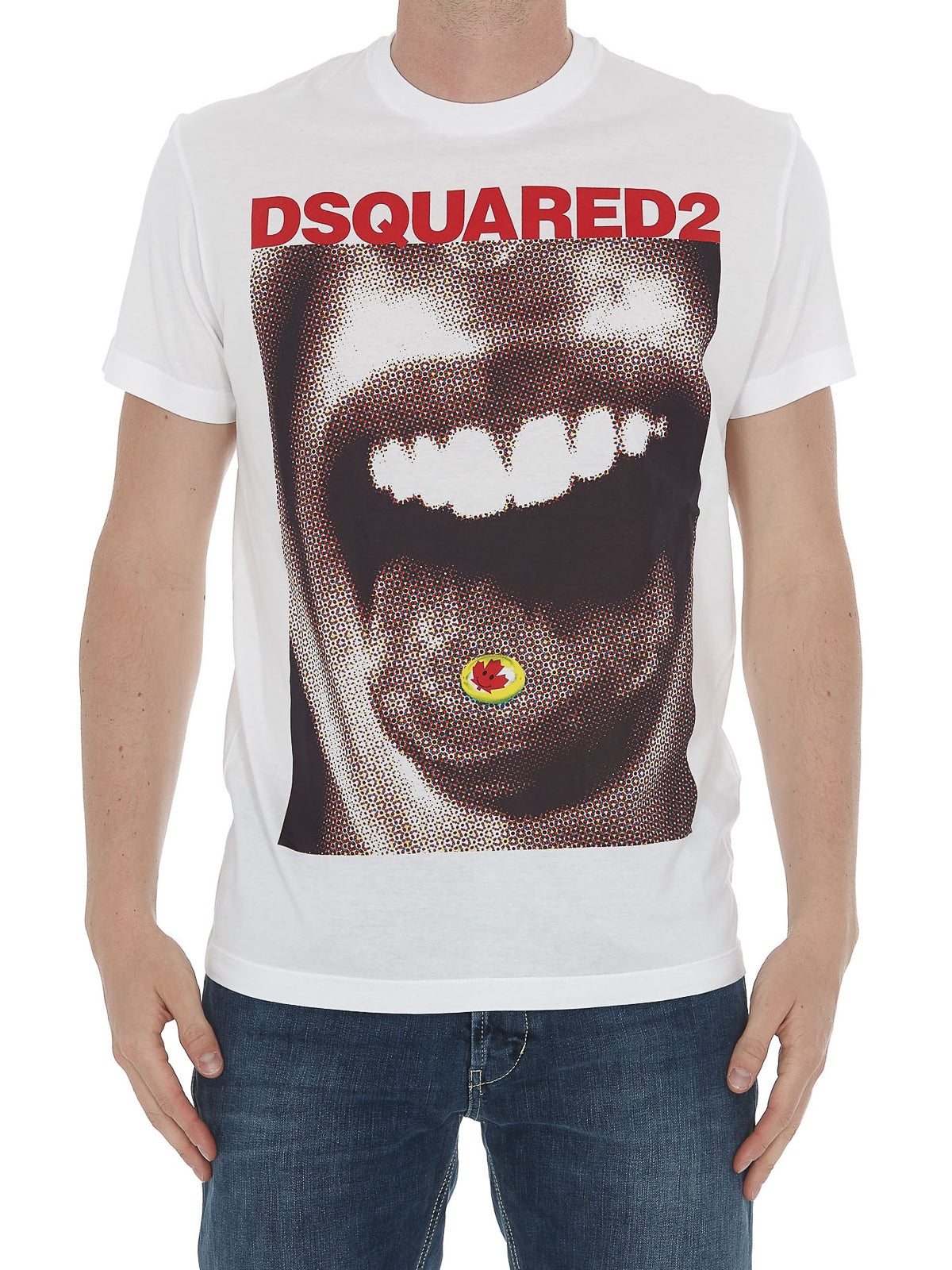 Dsquared2 Men's Mouth Print Graphic Cotton T-Shirt - White
