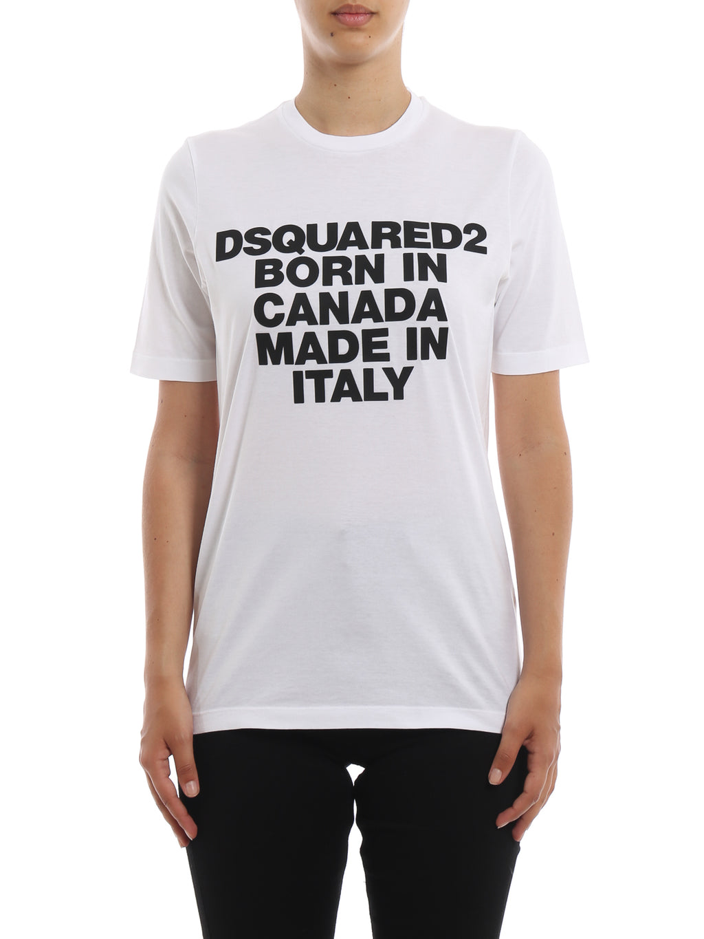 Dsquared2 Women's Born In Canada Made In Italy Cotton T-Shirt - White