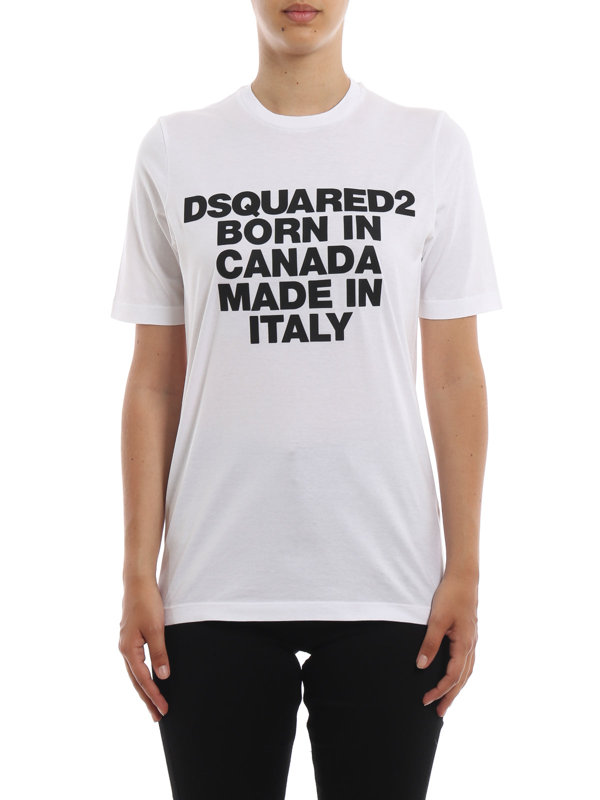 Dsquared2 Women's Born In Canada Made In Italy Cotton T-Shirt - White