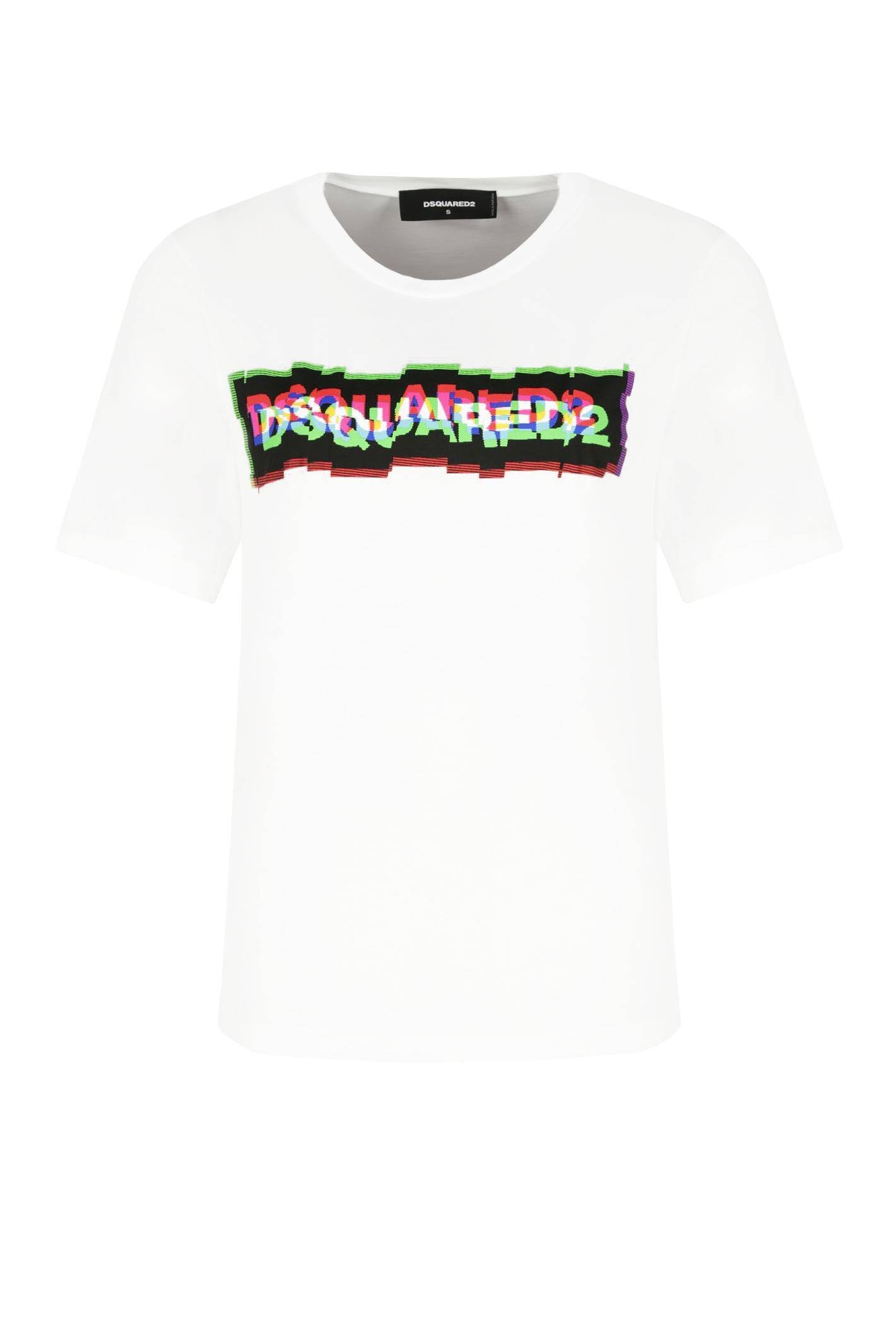 Dsquared2 Women's Glitch Logo Print Cotton T-Shirt - White