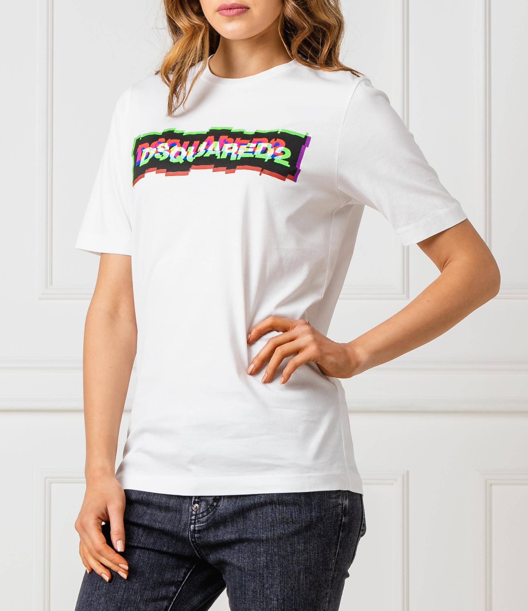 Dsquared2 Women's Glitch Logo Print Cotton T-Shirt - White