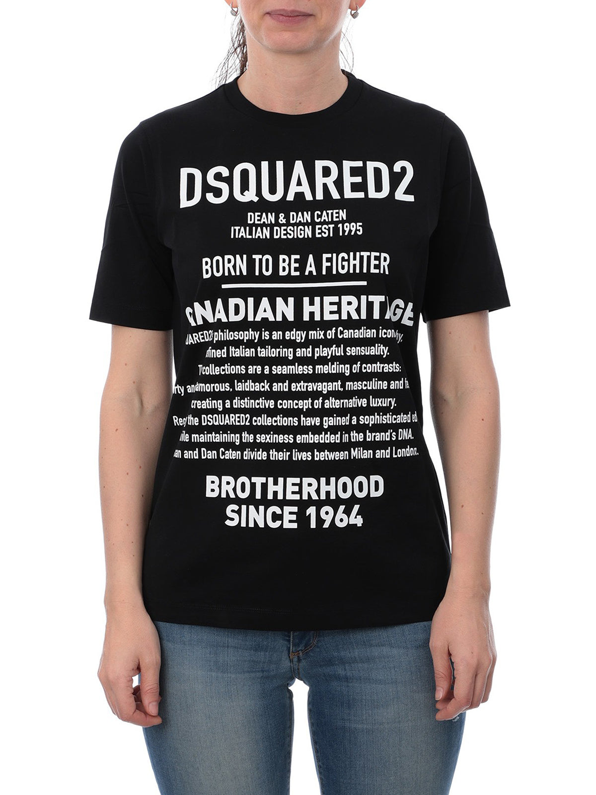 Dsquared2 Women's Canadian Heritage Print Cotton T-Shirt - Black