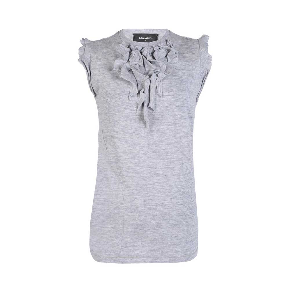 Dsquared2 Women's Ruffled Trim Cotton T-Shirt - Grey