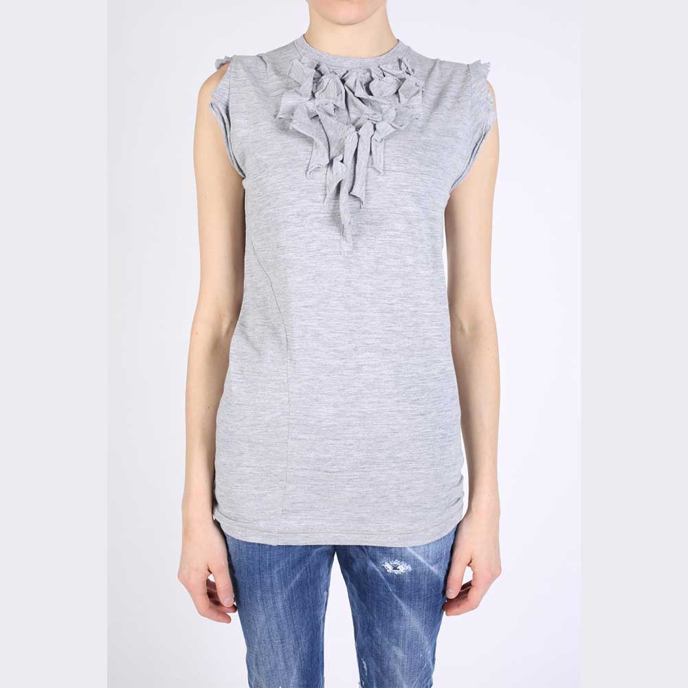 Dsquared2 Women's Ruffled Trim Cotton T-Shirt - Grey