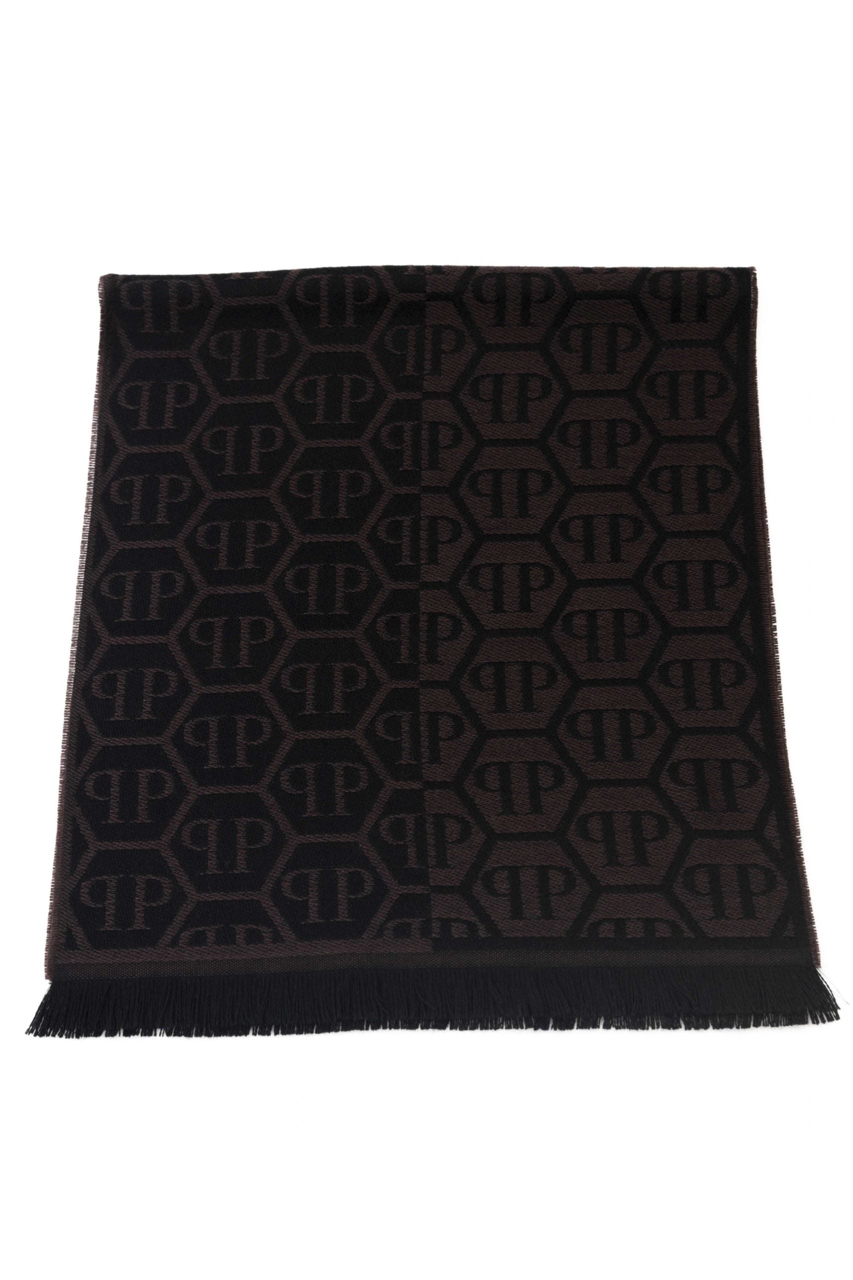Philipp Plein Logo Scarf - Black-Brown