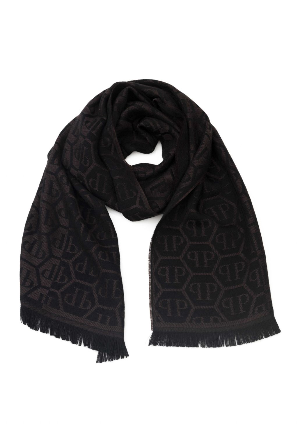 Philipp Plein Logo Scarf - Black-Brown