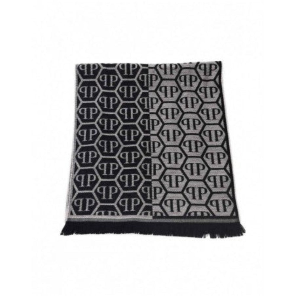 Philipp Plein Logo Scarf - Grey-Black