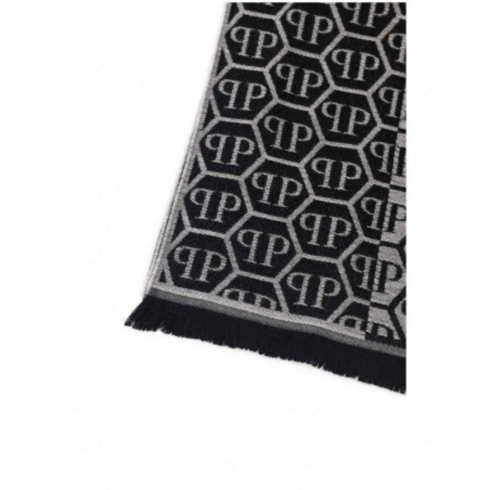 Philipp Plein Logo Scarf - Grey-Black