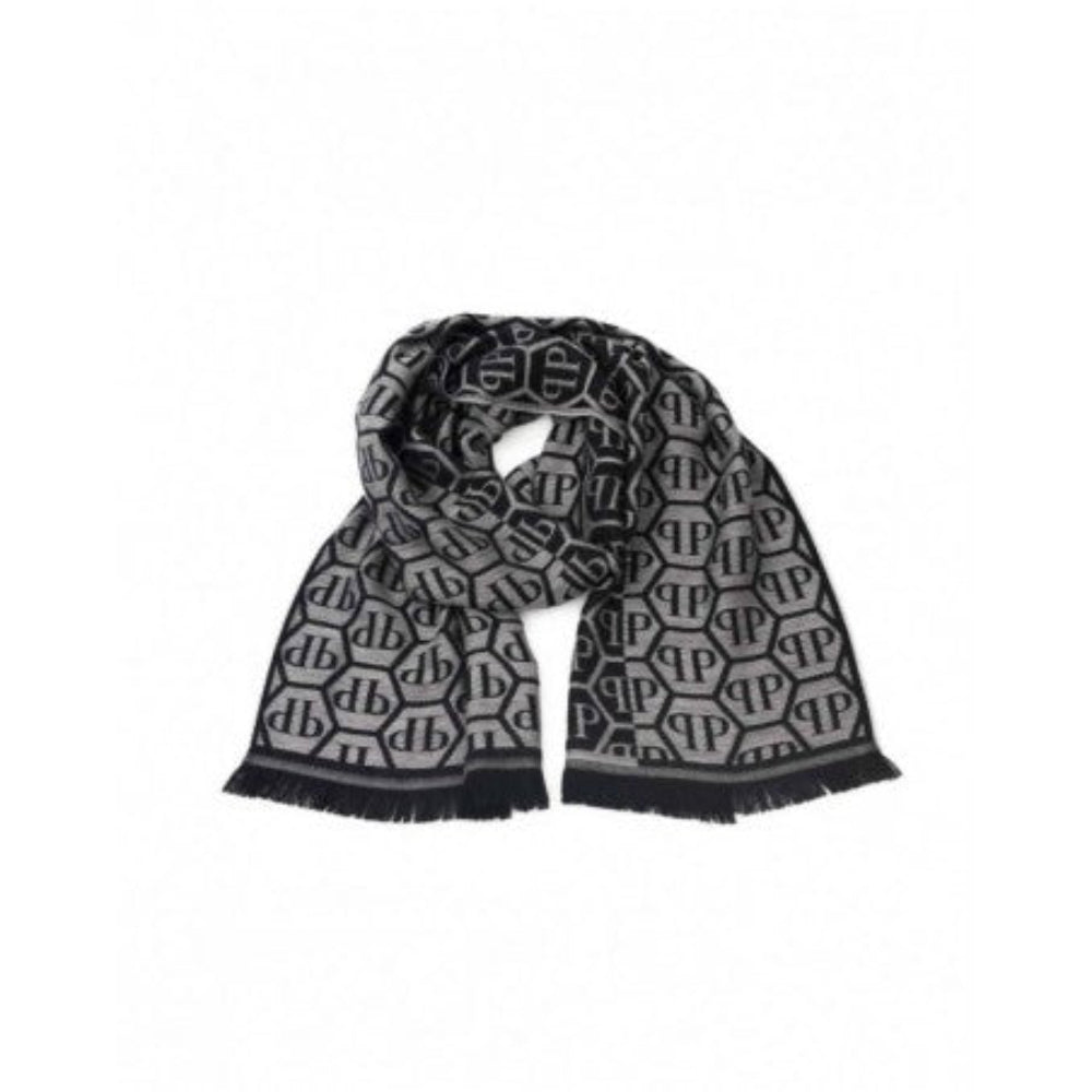 Philipp Plein Logo Scarf - Grey-Black