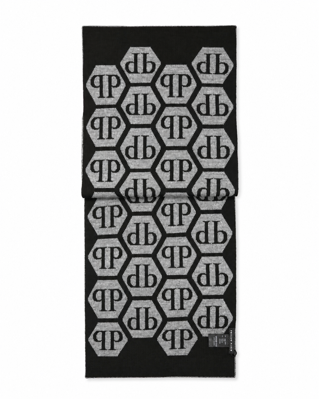 Philipp Plein Logo Scarf - Grey-Black