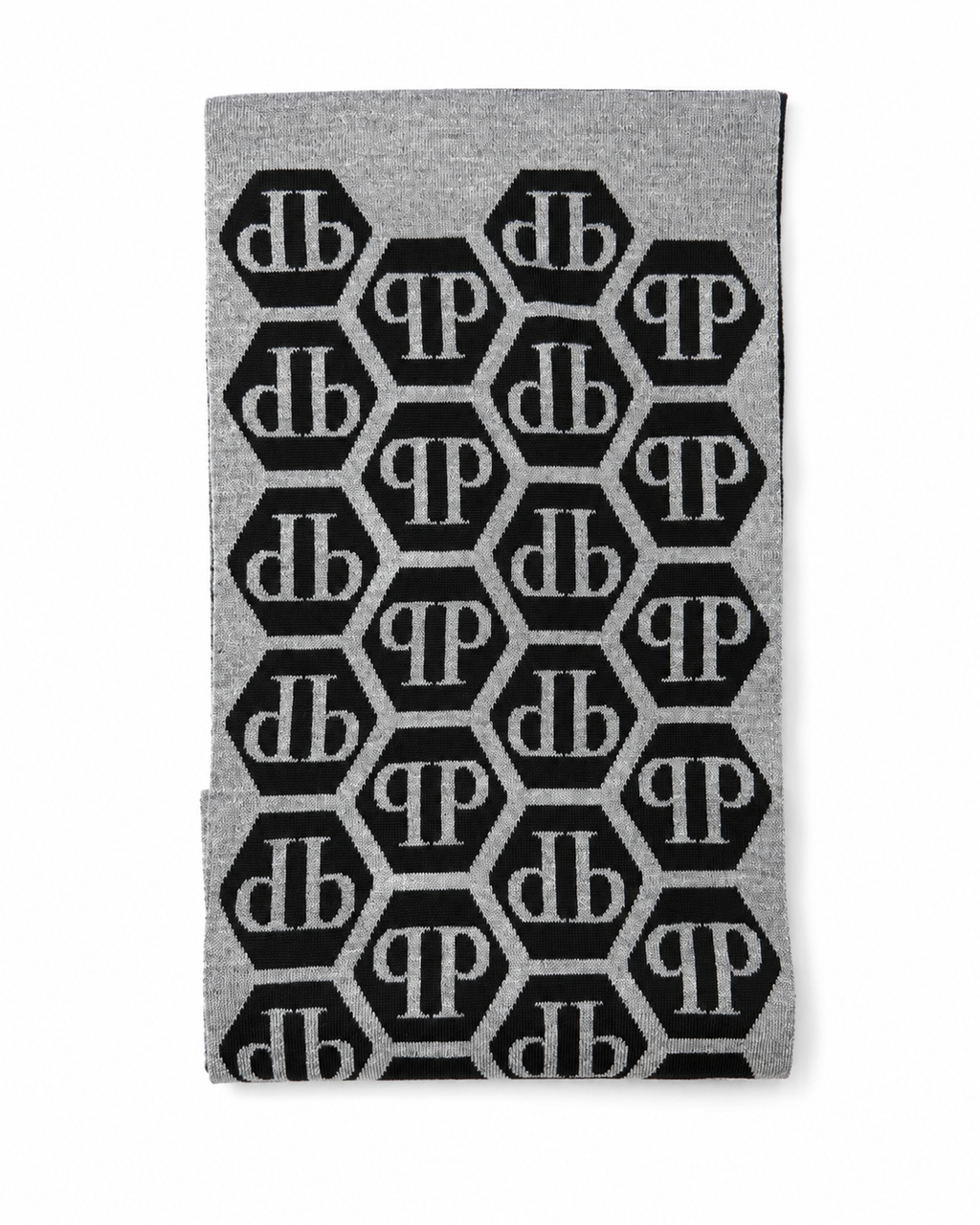 Philipp Plein Logo Scarf - Grey-Black
