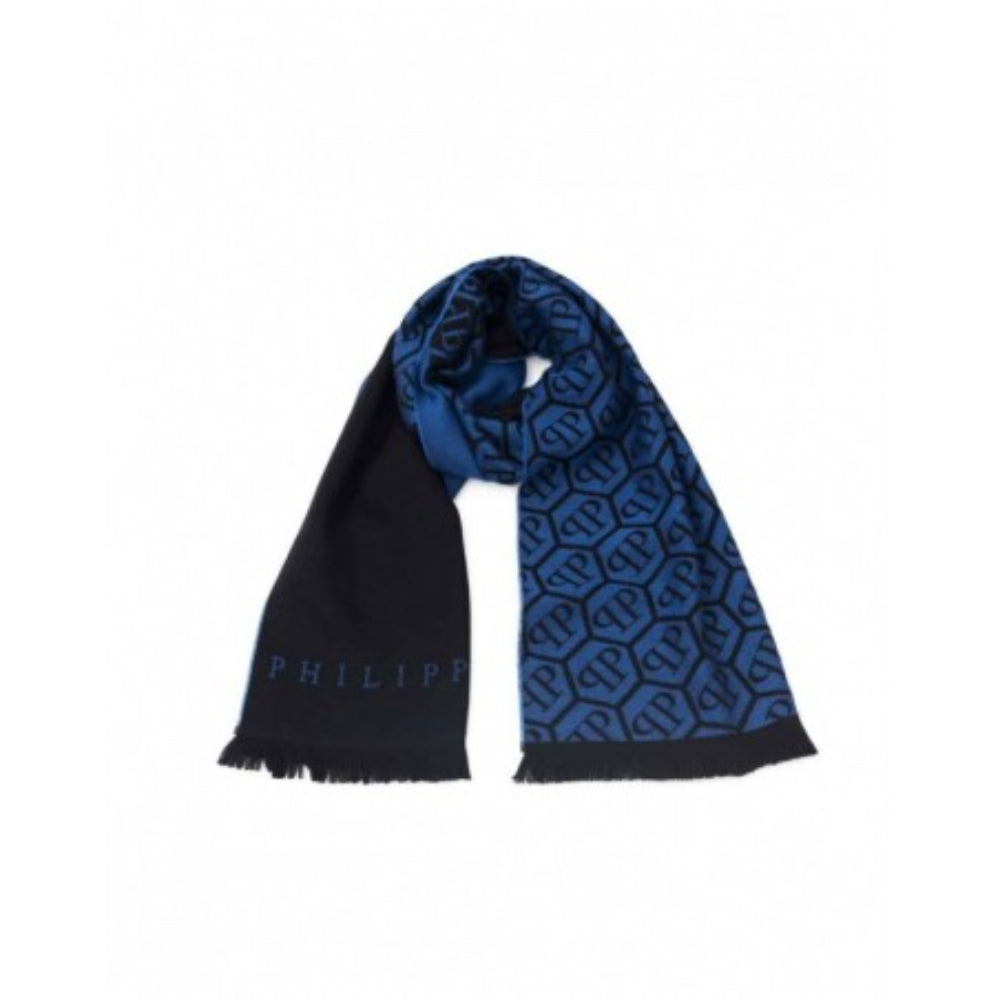 Philipp Plein Logo Scarf - Blue-Black