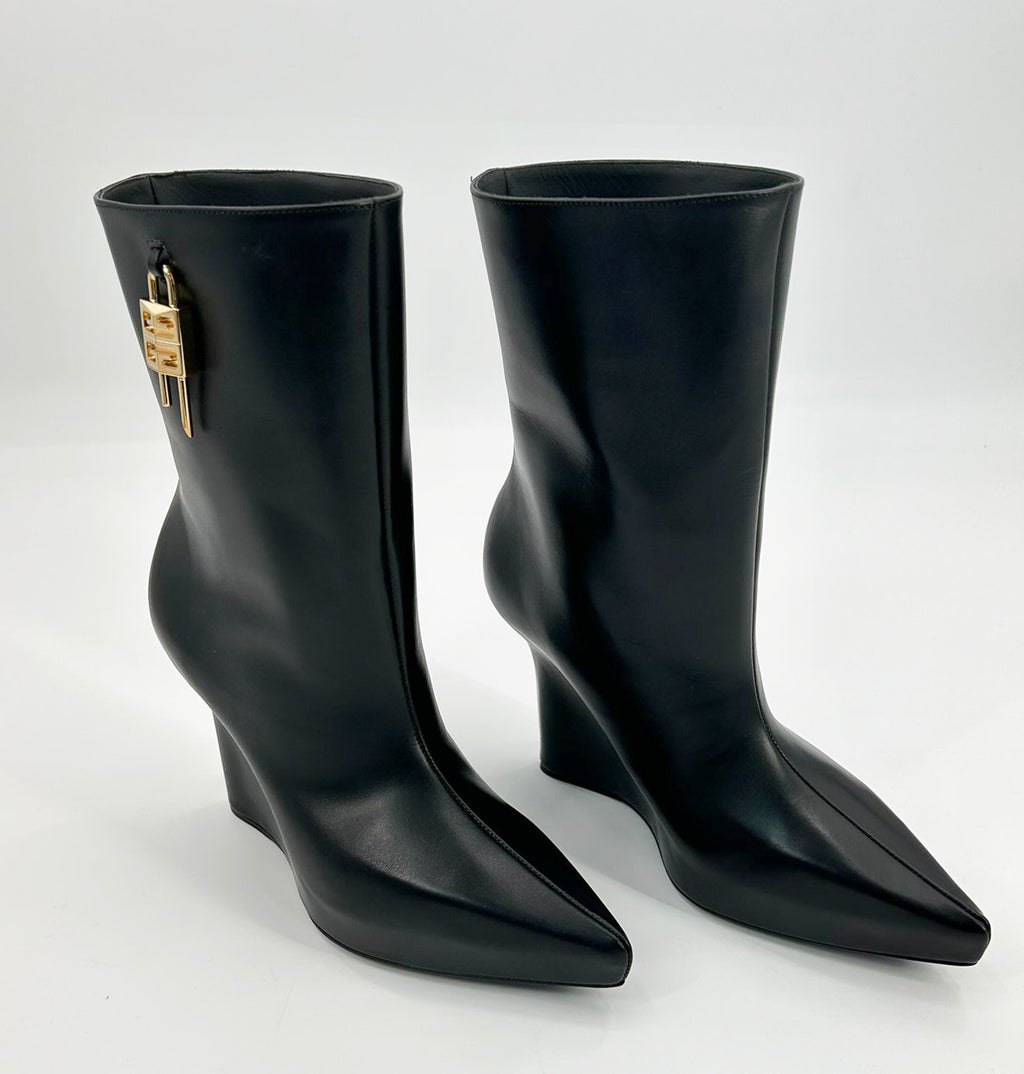 Givenchy Women's Black G-Lock 80mm Wedge Low Boots