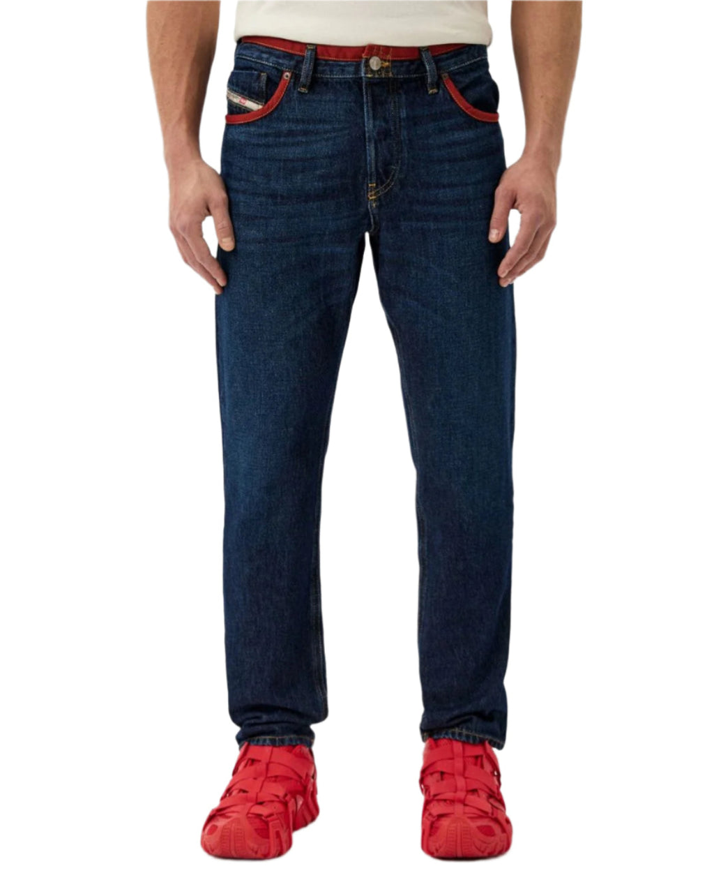 Diesel Blue/Orange Outline Straight Leg Denim Jeans