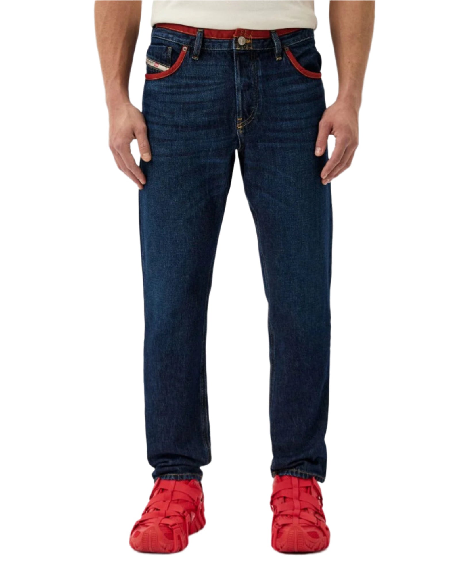 Diesel Blue/Orange Outline Straight Leg Denim Jeans