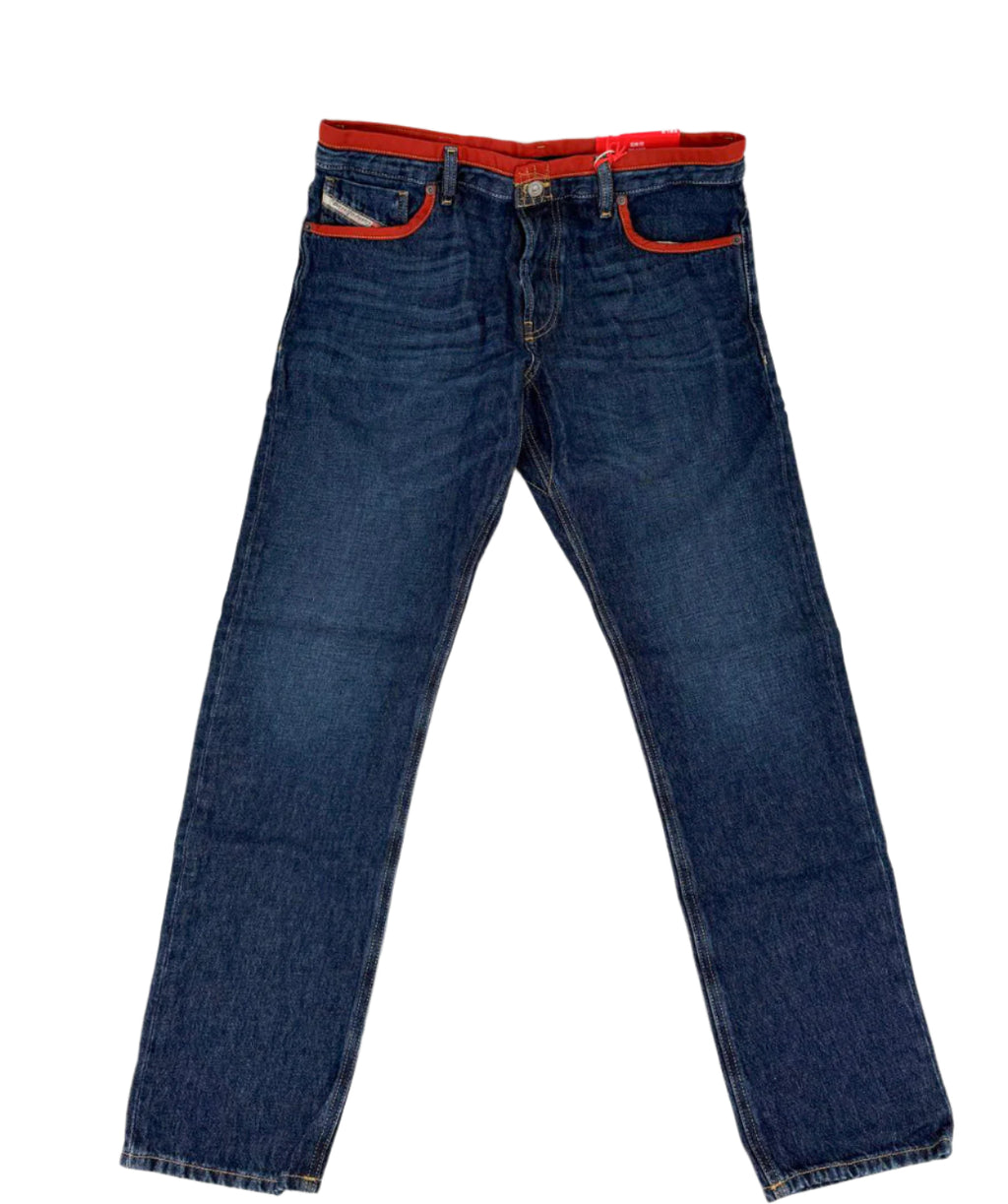 Diesel Blue/Orange Outline Straight Leg Denim Jeans