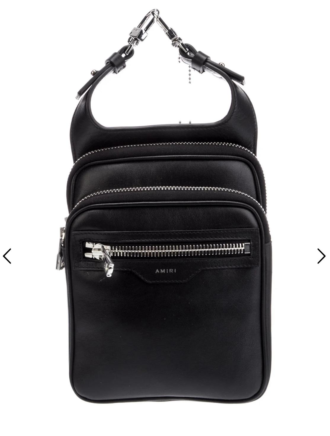 Amiri Calf Hip Pouch- Black / Silver
