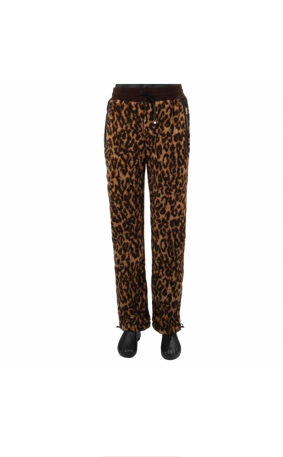 Amiri Printed Leopard Fleece Pants- Brown / Tan