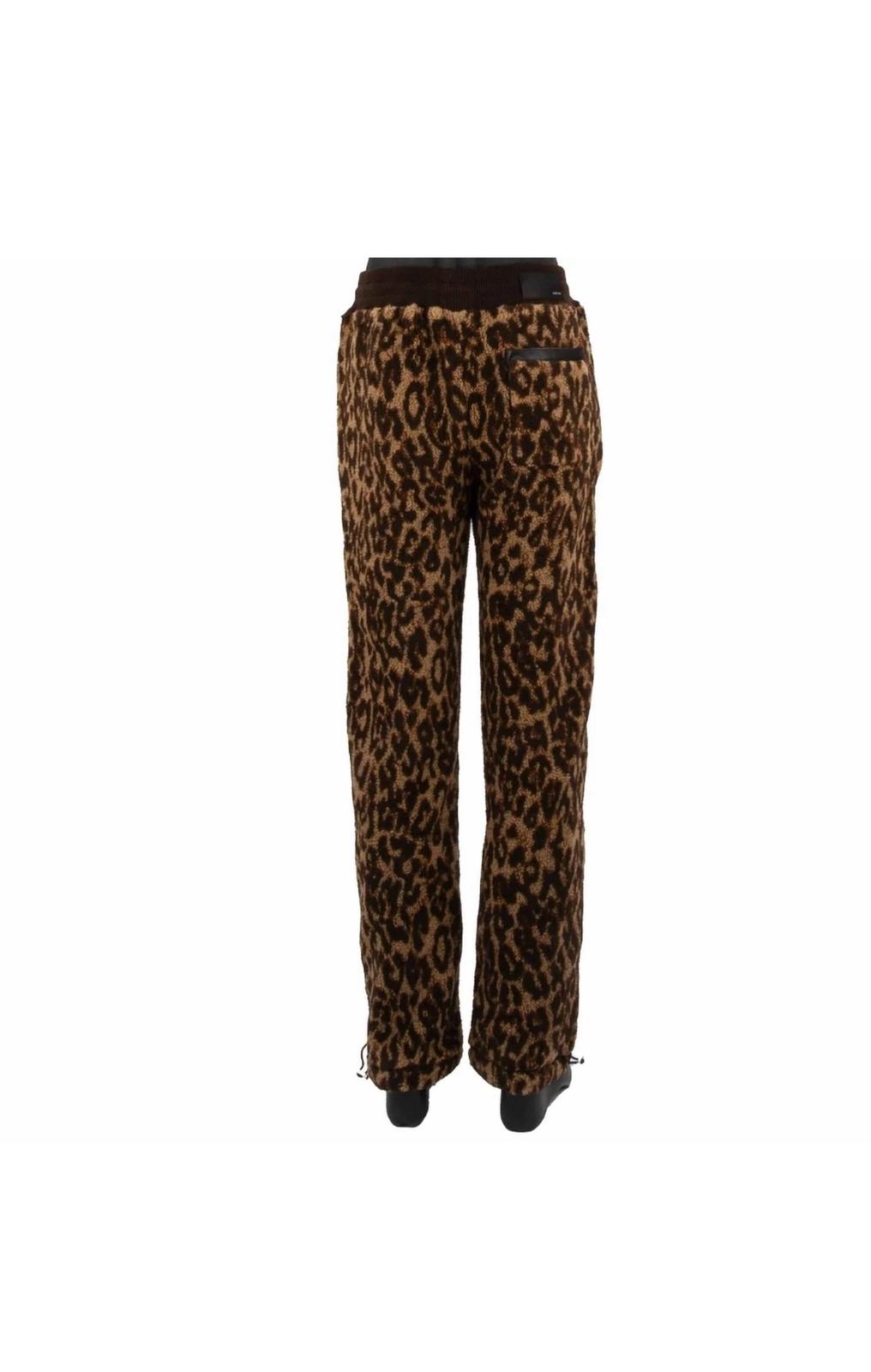 Amiri Printed Leopard Fleece Pants- Brown / Tan