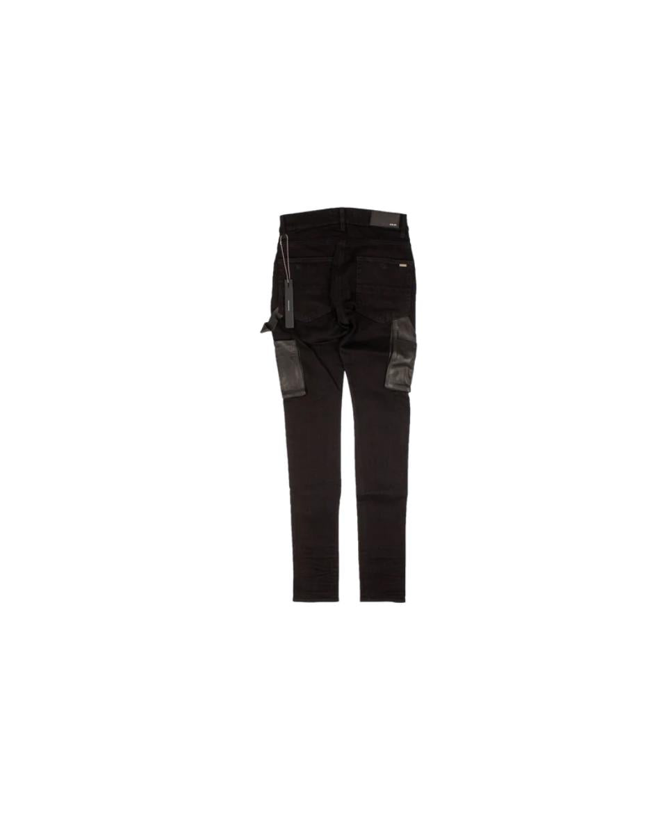 Amiri Denim Leather Workman Pants- Black
