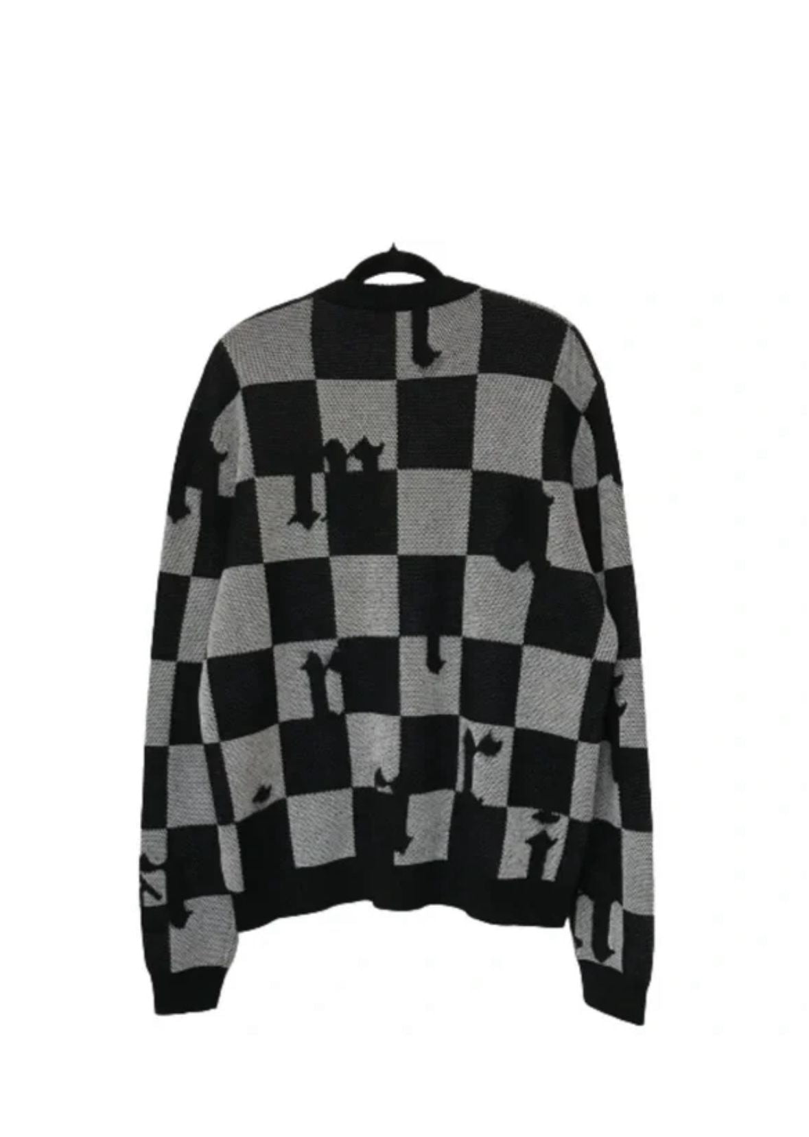 Amiri Logo Check Cashmere Crewneck- Black / White