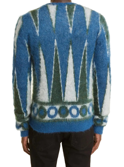 Amiri BACKGAMMON BRUSHED CARDIGAN- Green / White