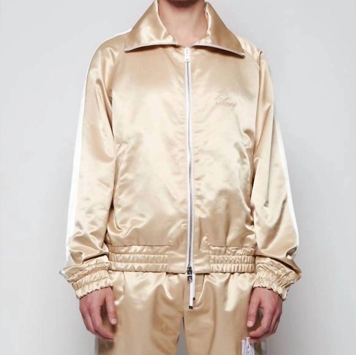Amiri Zip Track Stripe Jacket- Champagne / White