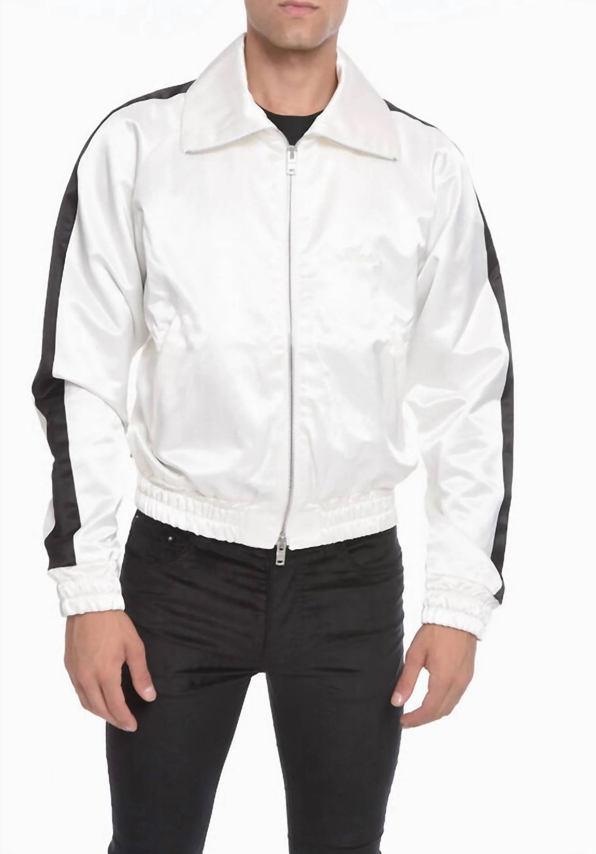 Amiri Zip Track Stripe Jacket- White / Black