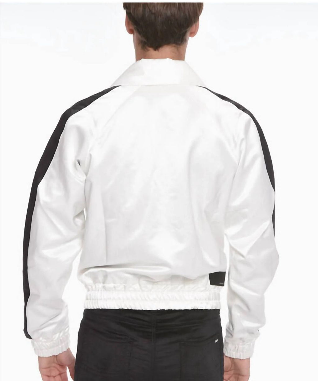 Amiri Zip Track Stripe Jacket- White / Black