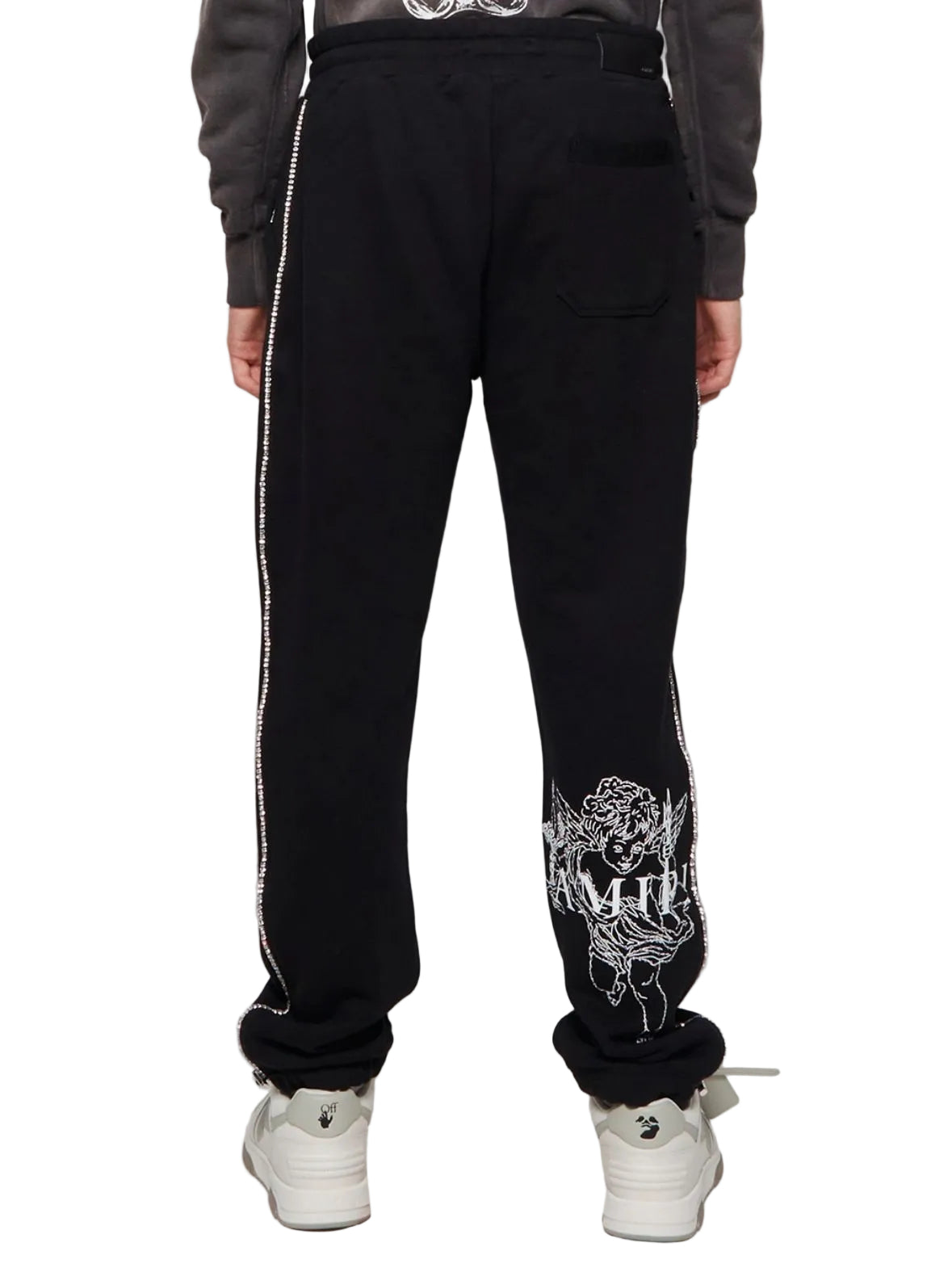 Amiri Crystal Outline Cherub Sweatpants- Black