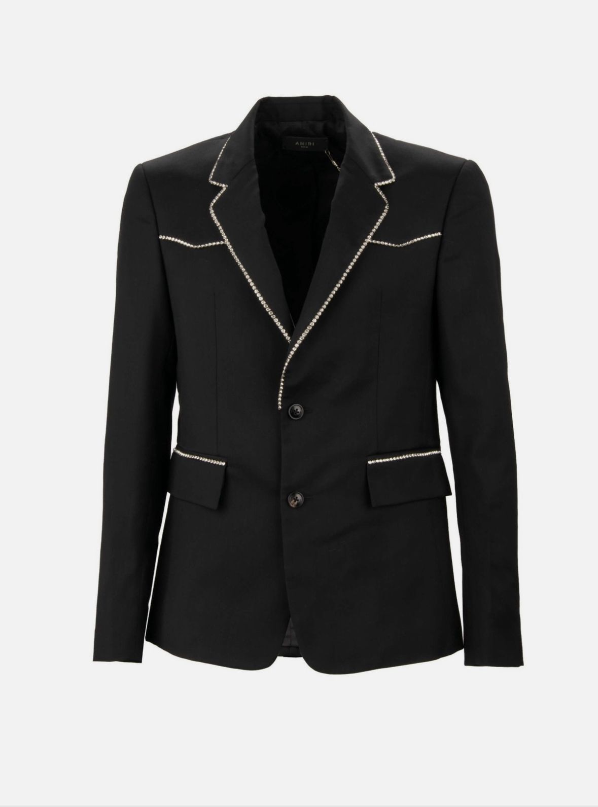 Amiri CRYSTAL TRIM SINGLE BREAST Jacket- Black