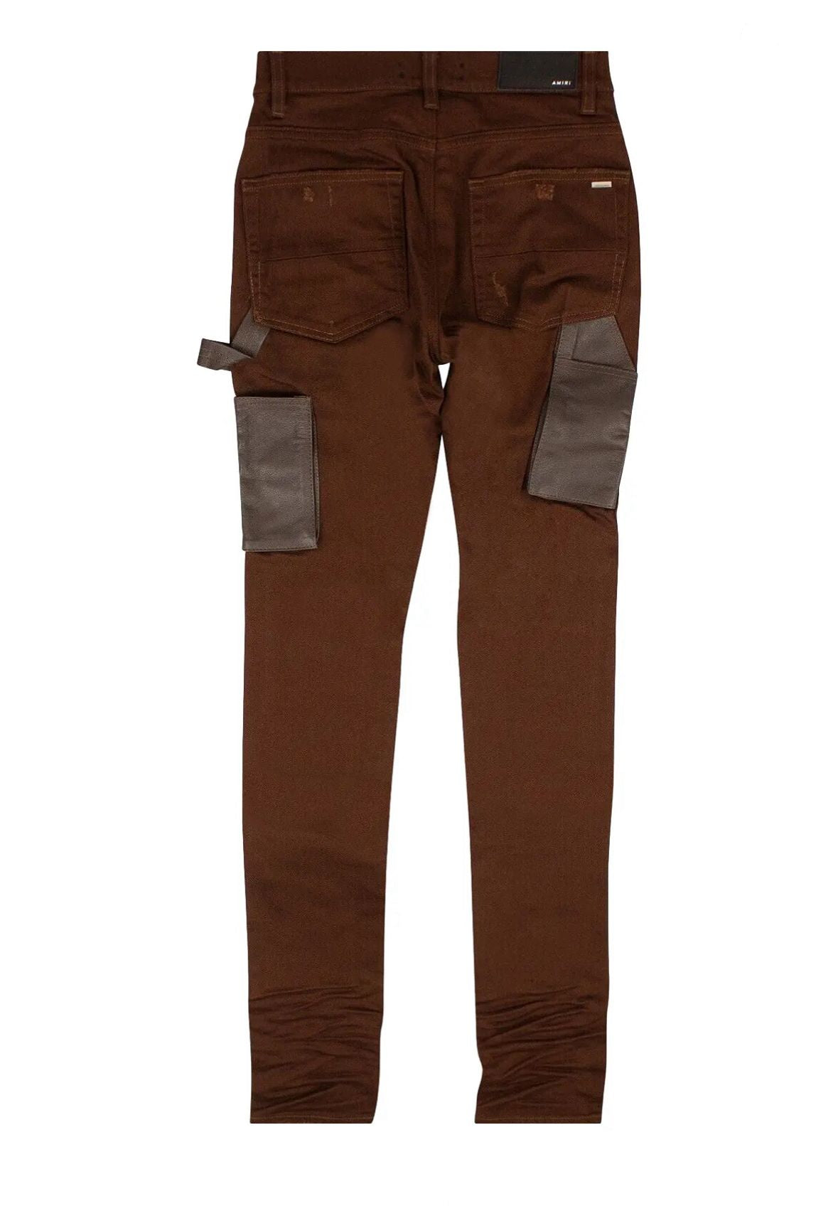 Amiri Denim Leather Workman Pants- Brown