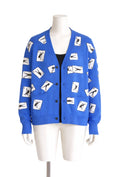 Amiri Cards Intarsia Cardigan Sweater- Blue