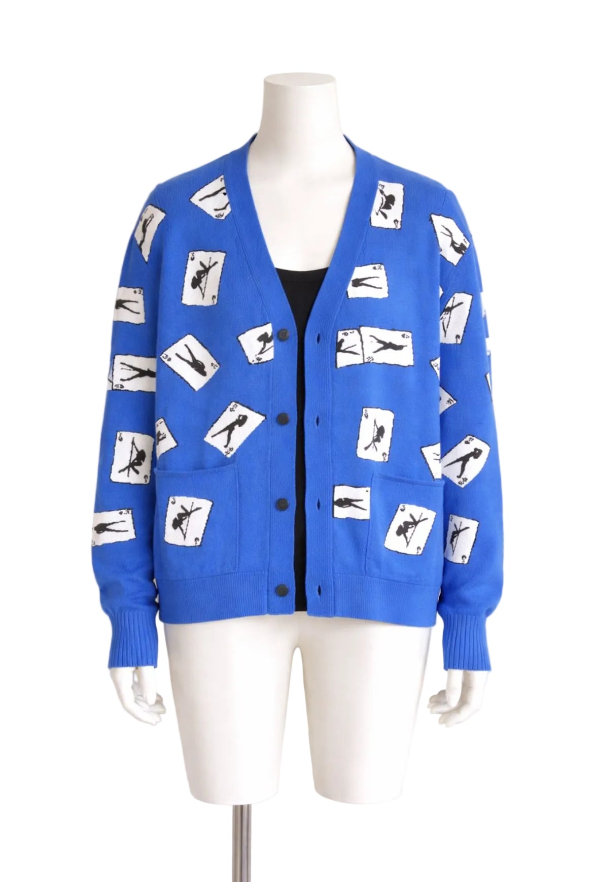 Amiri Cards Intarsia Cardigan Sweater- Blue