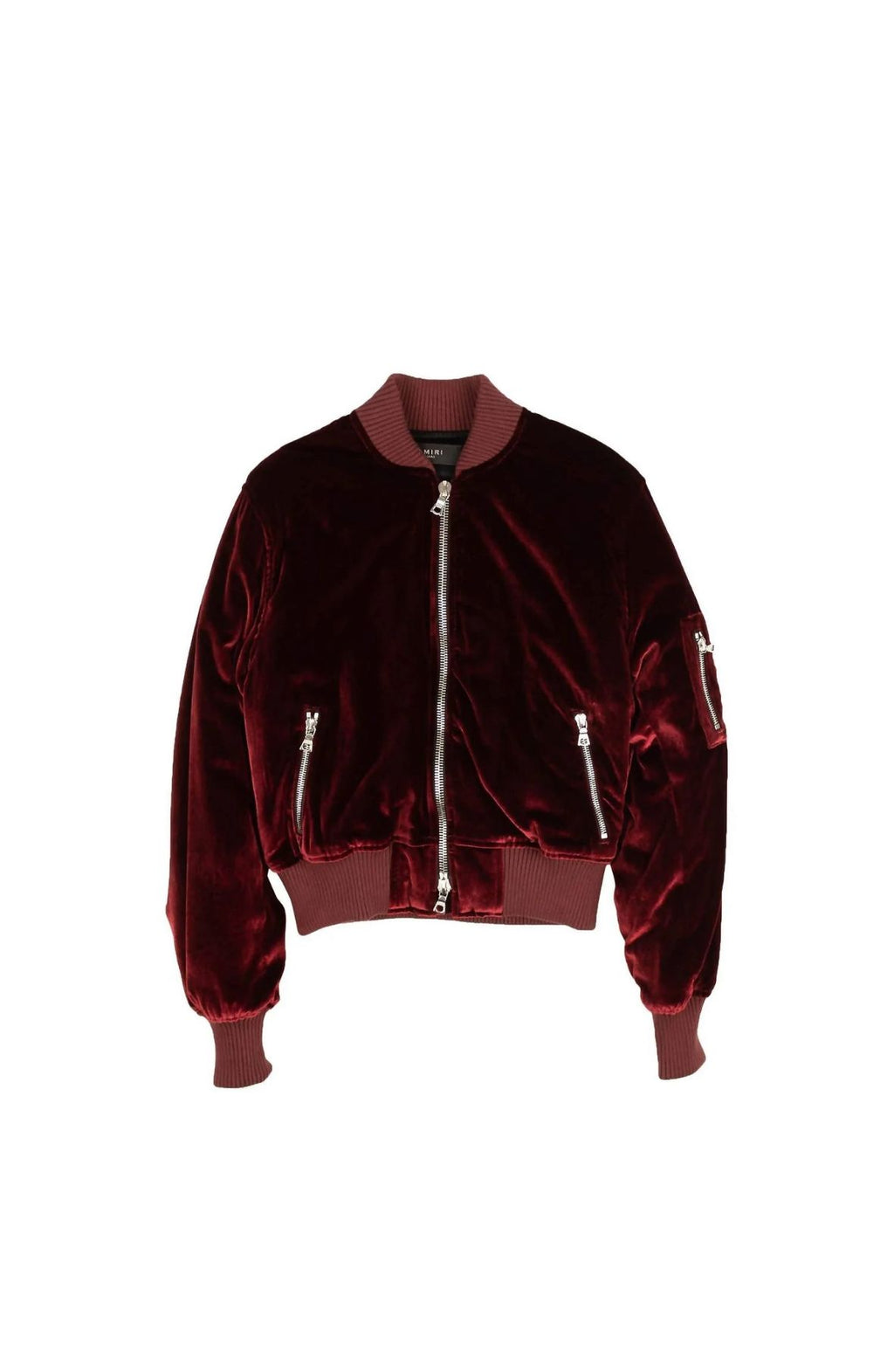 Amiri Velvet Satin Bomber Jacket- Burgundy