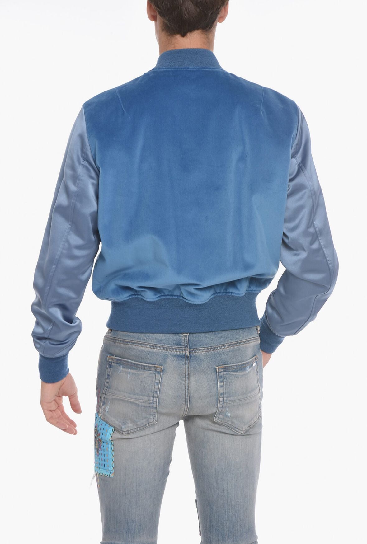 Amiri Velvet Satin Bomber Jacket- Blue