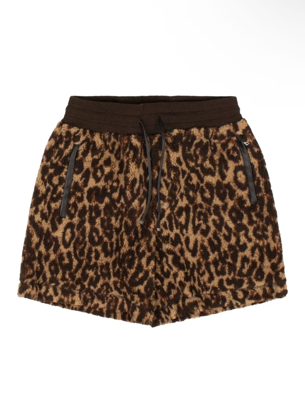 Amiri Printed Leopard Fleece Shorts- Brown / Tan
