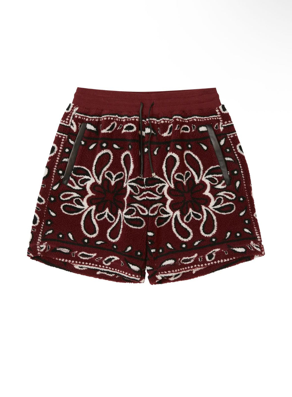 Amiri Printed Bandana Fleece Shorts- Red / Black