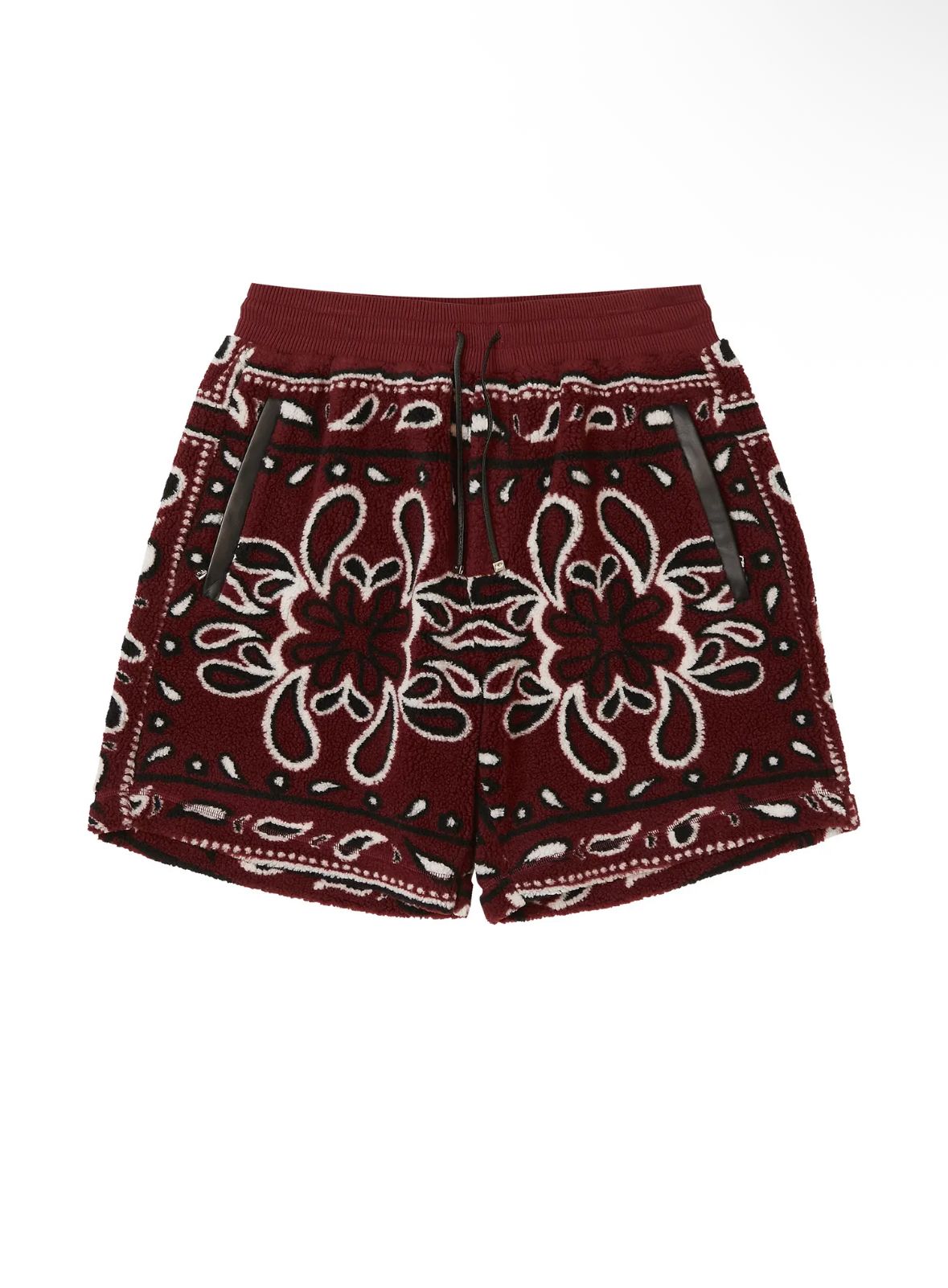 Amiri Printed Bandana Fleece Shorts- Red / Black