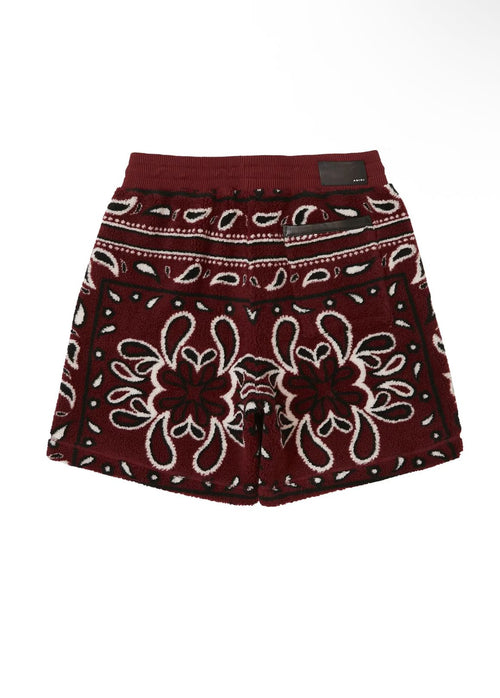 Amiri Printed Bandana Fleece Shorts- Red / Black
