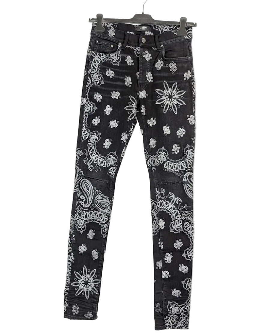 Amiri FLOCKED BANDANA Jeans- Aged Black