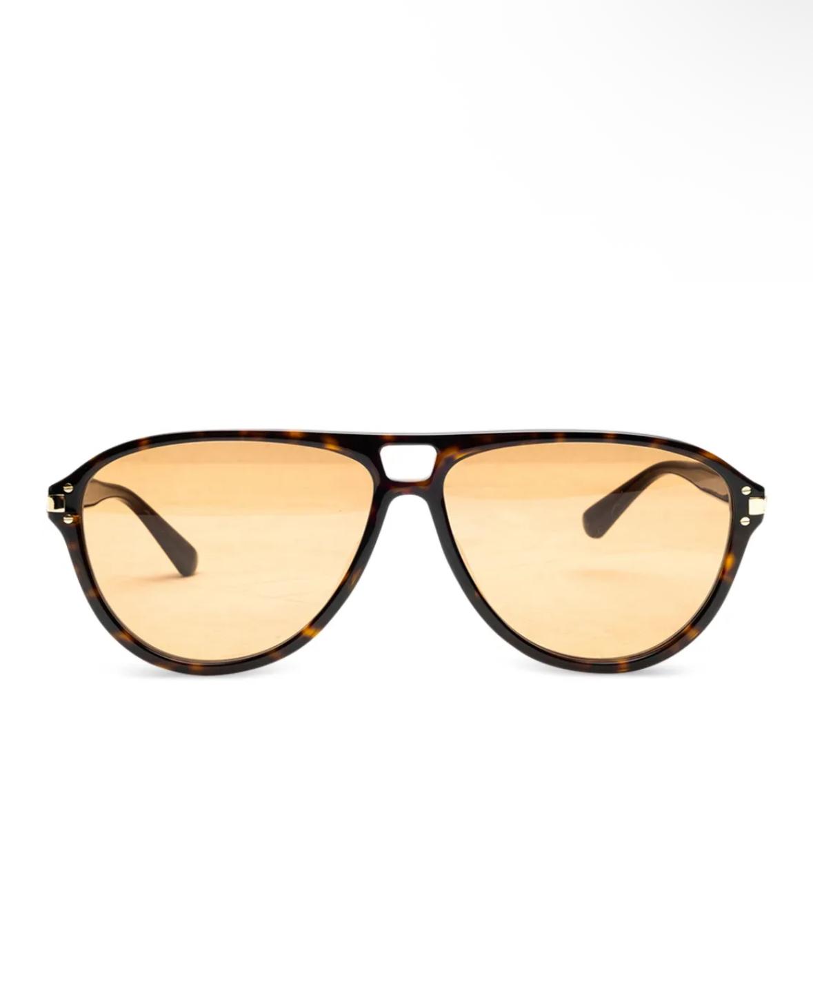 Amiri Aviator Logo Sunglasses- Brown / Brown / Gold