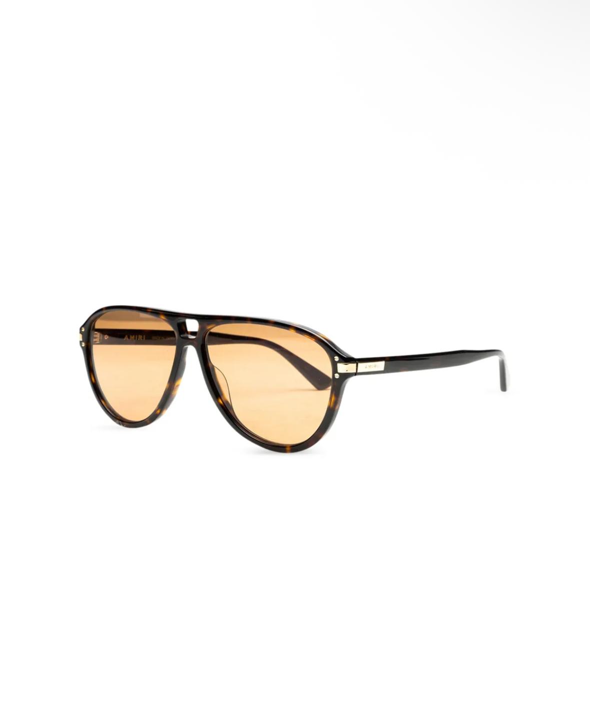 Amiri Aviator Logo Sunglasses- Brown / Brown / Gold